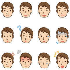 男性の表情　顔アイコン