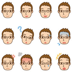 男性の表情　顔アイコン