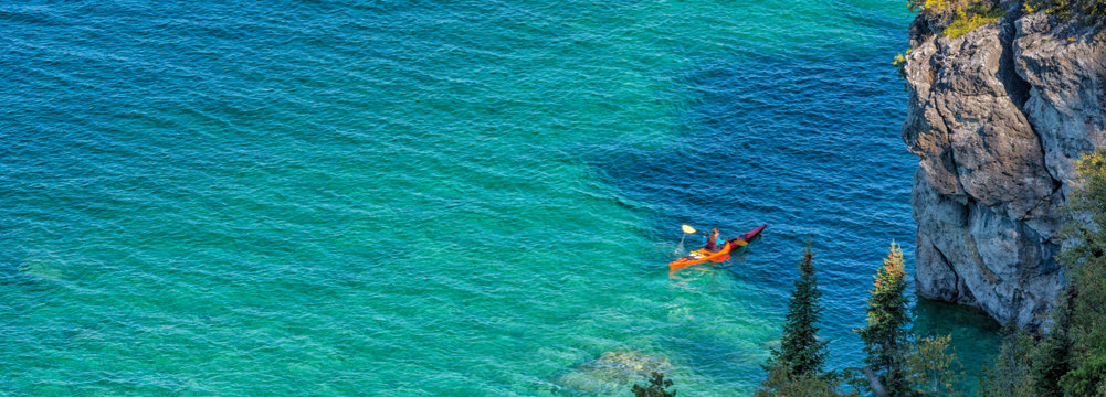 Kayak paddling on Georgian Bay