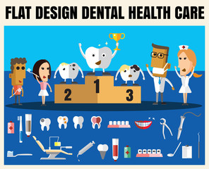 Medical flat icon illustration with dental health care vector fo