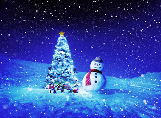 Christmas Holiday Christmas Tree Snowman Decoration Concept