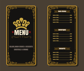 Vintage Restaurant Food Menu Design with Chalkboard Background