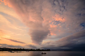 Gorgeous sunset on island of Corfu,Greece