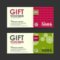 Gift voucher template with colorful pattern,Vector illustration