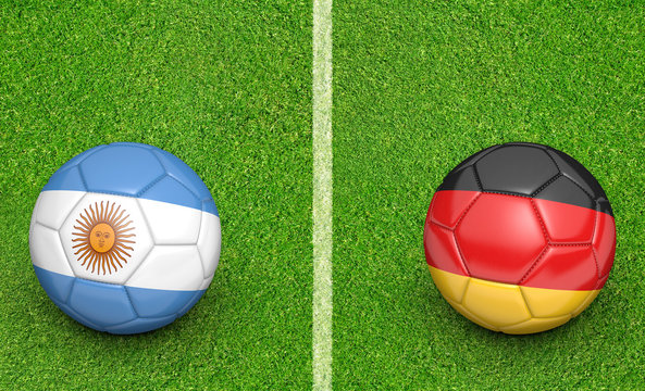 Team balls for Argentina vs Germany soccer tournament match