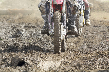 motocross enduro bike in dirt track on trip.