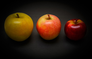 Apples on a black background