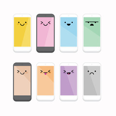 Smiling Cellphone with different color and expression