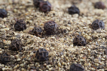 Black Peppercorns and Ground Pepper
