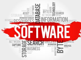 Software word cloud, business concept