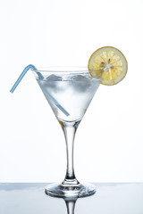 glass of lemonade and ice