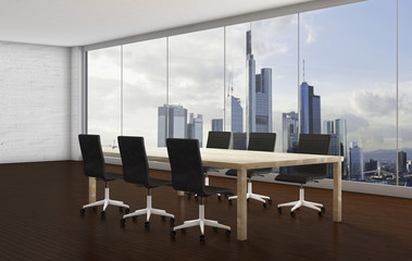 office room with skyline in the background