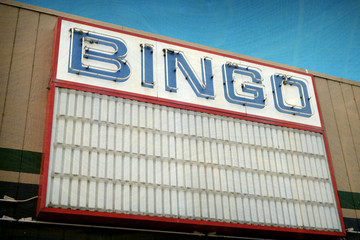 aged and worn vintage photo of bingo sign   