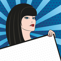 a woman in a pop art style with tablekey in the hands © platonovasvetach