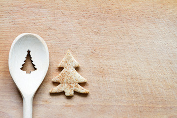 Fototapeta na wymiar Christmas tree sign abstract food baking background