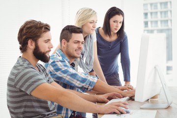 Business team working on computer 