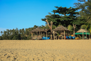Stranded shelters in the peaceful and quiet beach...