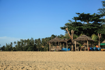 Stranded shelters in the peaceful and quiet beach...
