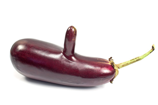 Genetically modified eggplant vegetable isolated on white