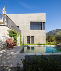 Architecture, detached villa with swimming pool