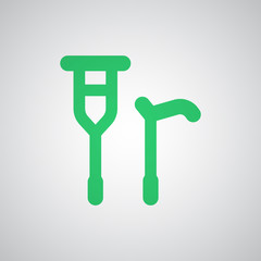 Flat green Crutch Cane icon