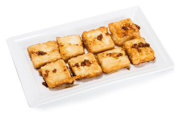 Fried tofu the food product from soybean protein rich