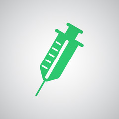 Flat green Syringe icon