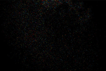 Colorful confetti vector. Grainy abstract  colorful texture on a black background. Design element. Vector illustration,eps 10.