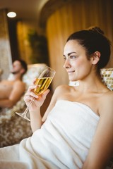 Woman enjoying her glass of champagne