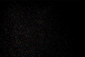 Colorful confetti vector. Grainy abstract  colorful texture on a black background. Design element. Vector illustration,eps 10.
