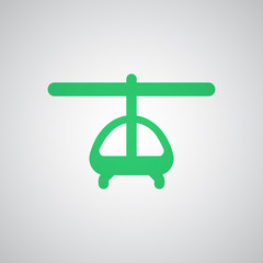 Flat green Helicopter icon