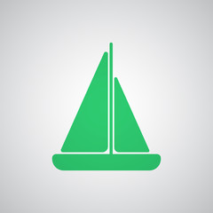 Fototapeta premium Flat green Sailboat icon