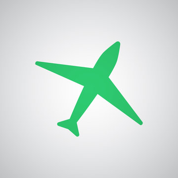 Flat green Airplane icon