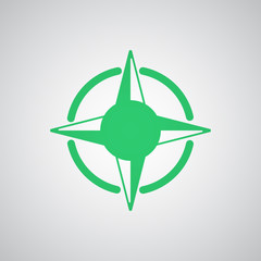 Flat green Compass Rose icon
