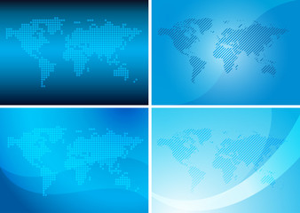 backgrounds with abstract maps - blue vector set