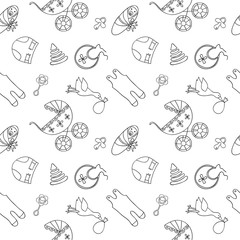 Monochrome baby seamless pattern.