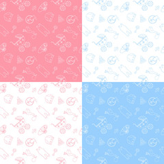 Set of 4 baby seamless pattern. 