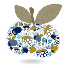 isolated abstract doole apple. vector illustration. autumn backg