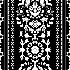 stock vector seamless floral black and white doodle pattern. bor