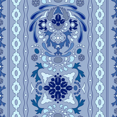 stock vector seamless floral oriental doodle pattern. border