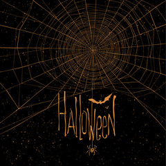 Halloween themed background with spider web and text