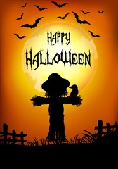 Halloween background with scarecrow silhouette
