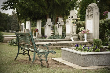 Headstones in cemetery