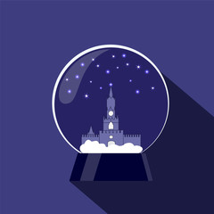 snow globe with kremlin. christmas decoration. stock vector illu