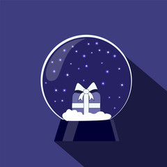 snow globe with gift. christmas decoration. stock vector illustr
