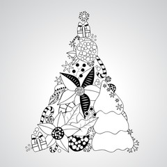 christmas decorative isolated tree. stock vector