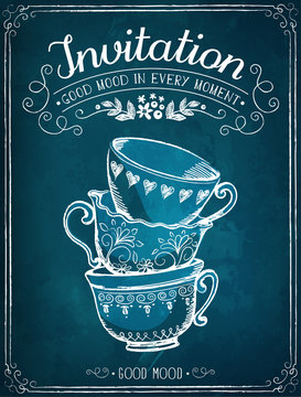 Invitation card. Retro illustration
