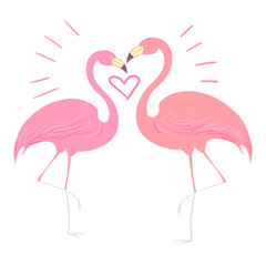 Flamingo bird with heart vector illustration