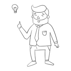 Hipster man beard with idea lamp for text 