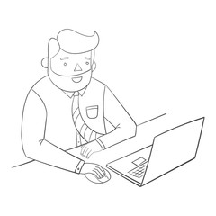 Hipster man beard with notebook laptop 